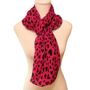 Betsey Johnson Valentine Pink & Black Heart Print Infinity Scarf